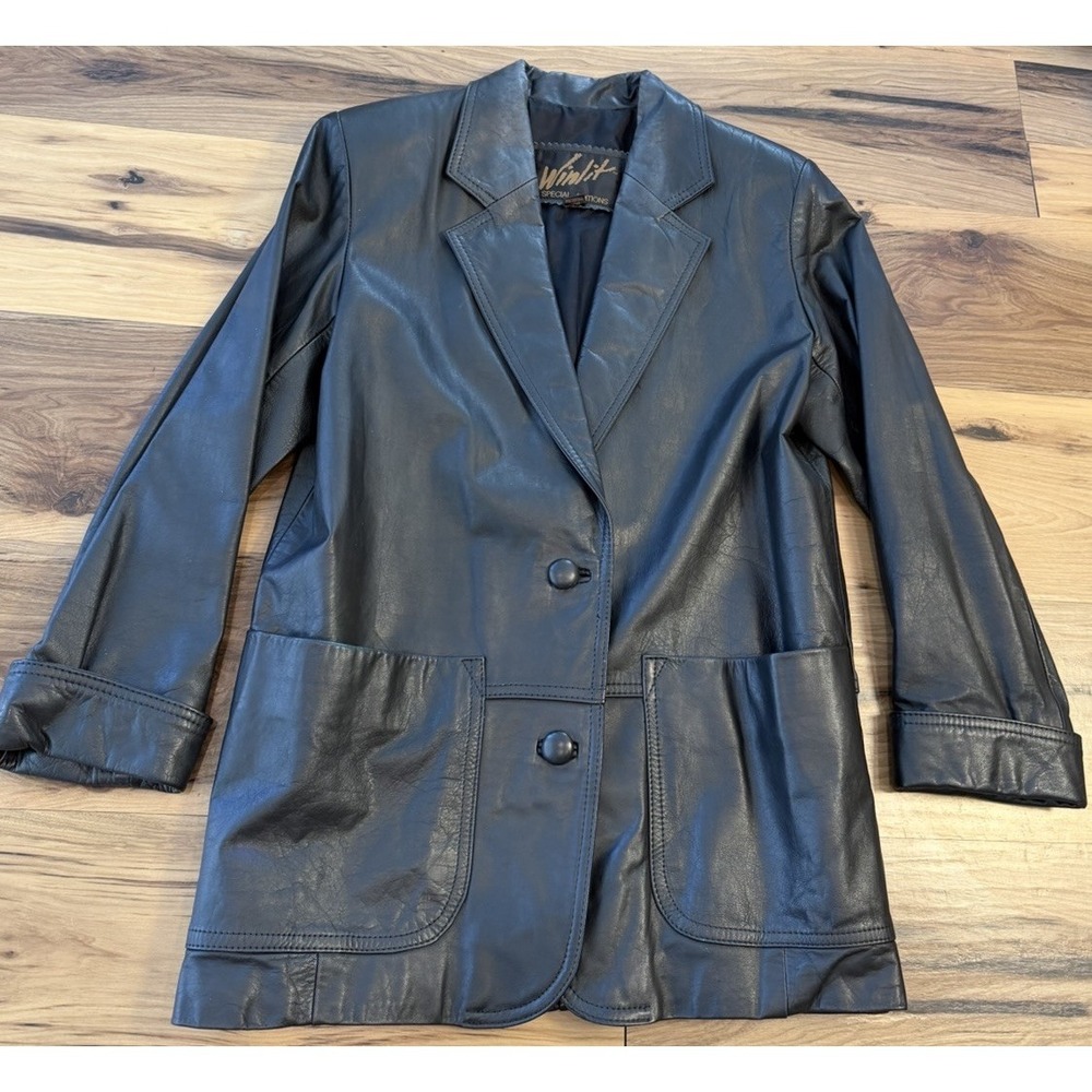 Vintage Winlit Special Editions Black Leather Jacket Women's Size S Lambskin